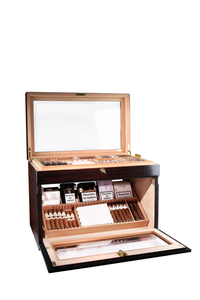 Adorini Portico Deluxe καφέ υγραντήρας για 400 πούρα, σε ζεστό καφέ φινίρισμα